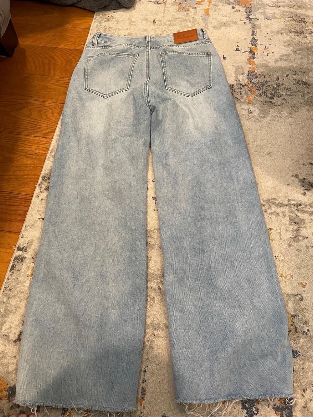 Princess Polly Light Blue Denim Jeans with Yellow Stitching - Picture 6 of 7